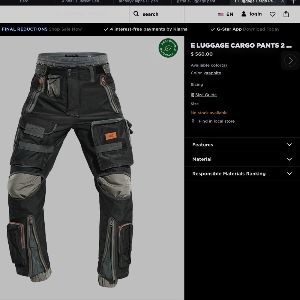 Rare G-Star - Exclusives - E LUGGAGE CARGO PANTS 2 in 1 - Mens - Waist 31 - Picture 10 of 16